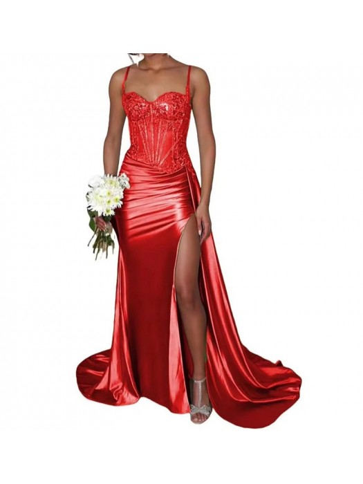 Vestito Donna Maxi Diciottesimo Festa Occasione Speciale Party Dress Rosso 110551